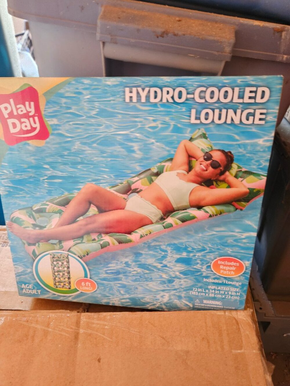 Inflatable Hydro Cool Lounge Float For Adults Unisex Pool Floater Green And Pink
